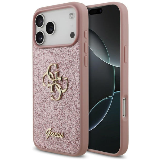 Case for Apple iPhone 18 Pro Max / 17 Pro Max, Guess, Fixed Glitter Big 4G, Pink
