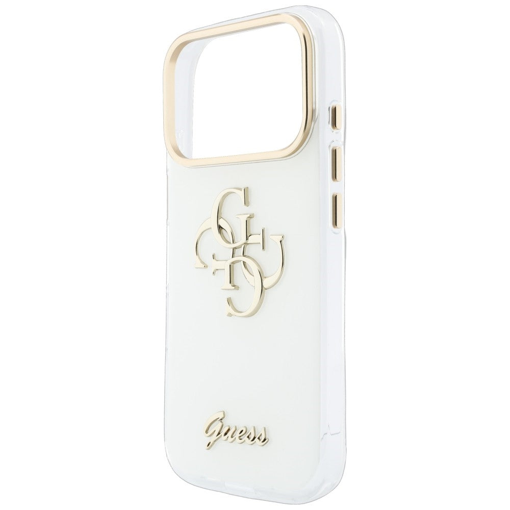 Coque pour Apple iPhone 18 Pro Max / 17 Pro Max, Guess, IML 4G Metal Script, Blanche