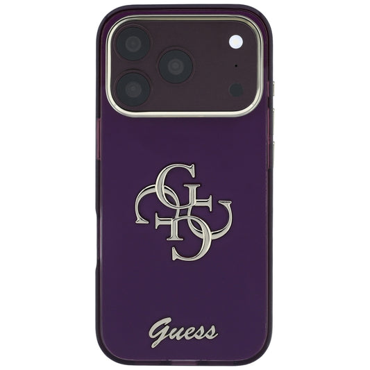 Coque pour Apple iPhone 18 Pro Max / 17 Pro Max, Guess, IML 4G Metal Script, Bordeaux