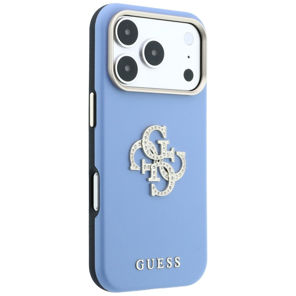 Coque pour Apple iPhone 18 Pro Max / 17 Pro Max, Guess, Smooth Big Strass Logo, bleu