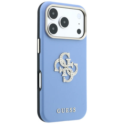 Coque pour Apple iPhone 18 Pro Max / 17 Pro Max, Guess, Smooth Big Strass Logo, bleu