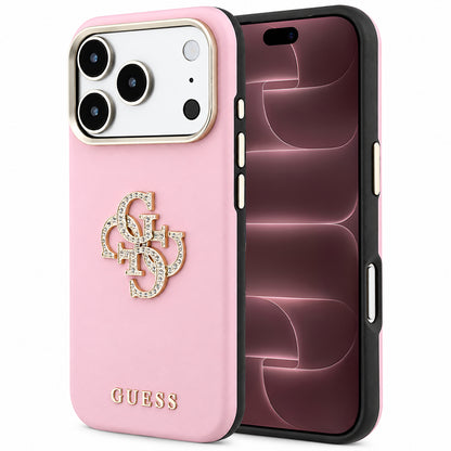 Coque pour Apple iPhone 18 Pro Max / 17 Pro Max, Guess, Smooth Big Strass Logo, rose