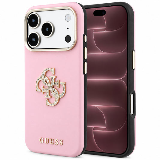 Coque pour Apple iPhone 18 Pro Max / 17 Pro Max, Guess, Smooth Big Strass Logo, rose