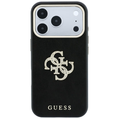 Coque pour Apple iPhone 18 Pro Max / 17 Pro Max, Guess, Logo Strass Lisse Grand, Bordeaux