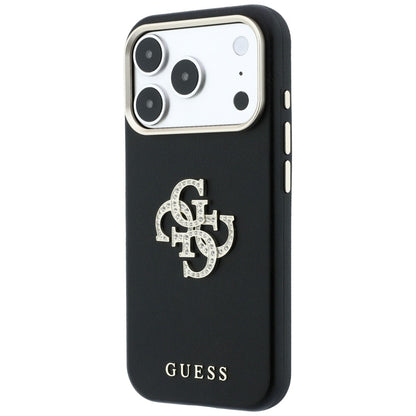 Coque pour Apple iPhone 18 Pro Max / 17 Pro Max, Guess, Logo Strass Lisse Grand, Bordeaux
