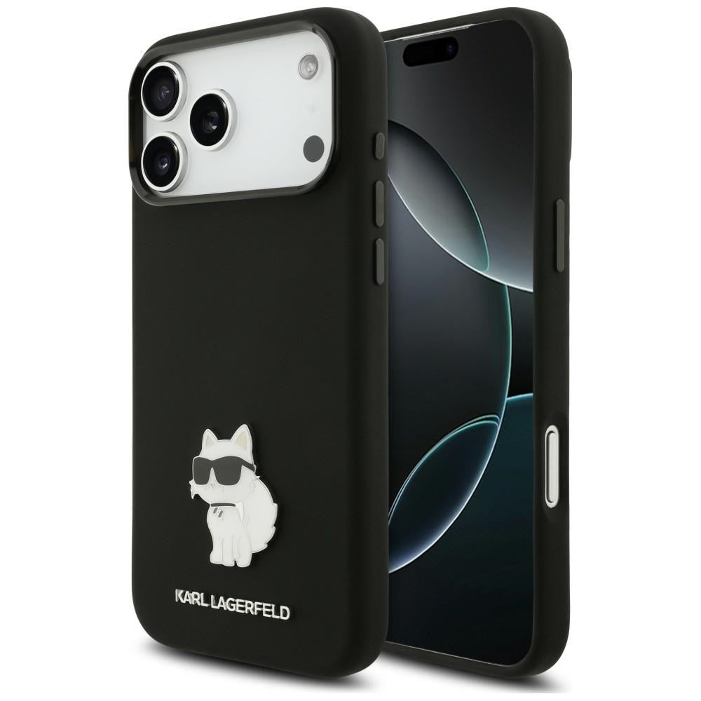 Coque pour Apple iPhone 18 Pro Max / 17 Pro Max, Karl Lagerfeld, Choupette Metal Pin, noire