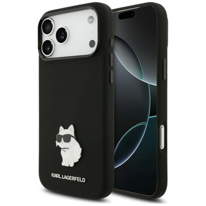 Coque pour Apple iPhone 18 Pro Max / 17 Pro Max, Karl Lagerfeld, Choupette Metal Pin, noire