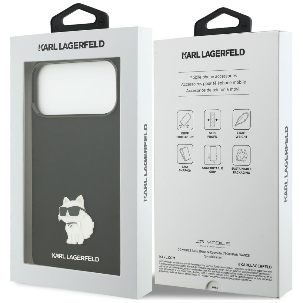 Coque pour Apple iPhone 18 Pro Max / 17 Pro Max, Karl Lagerfeld, Choupette Metal Pin, noire