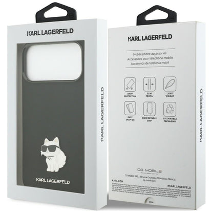 Coque pour Apple iPhone 18 Pro Max / 17 Pro Max, Karl Lagerfeld, Choupette Metal Pin, noire