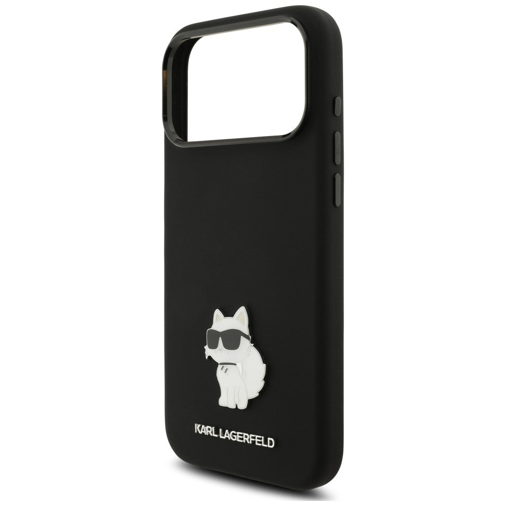 Coque pour Apple iPhone 18 Pro Max / 17 Pro Max, Karl Lagerfeld, Choupette Metal Pin, noire
