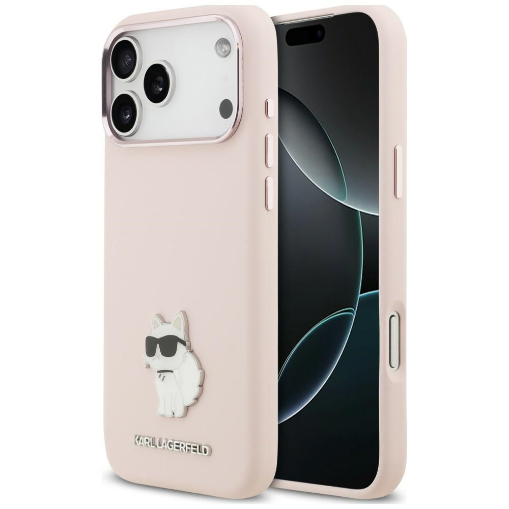 Coque pour Apple iPhone 18 Pro Max / 17 Pro Max, Karl Lagerfeld, Choupette Metal Pin, rose