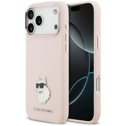 Coque pour Apple iPhone 18 Pro Max / 17 Pro Max, Karl Lagerfeld, Choupette Metal Pin, rose