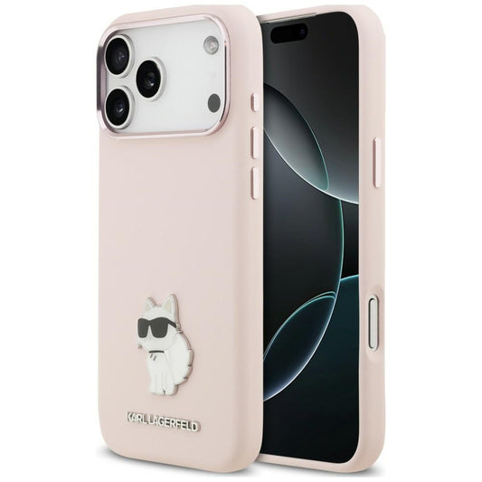 Coque pour Apple iPhone 18 Pro Max / 17 Pro Max, Karl Lagerfeld, Choupette Metal Pin, rose