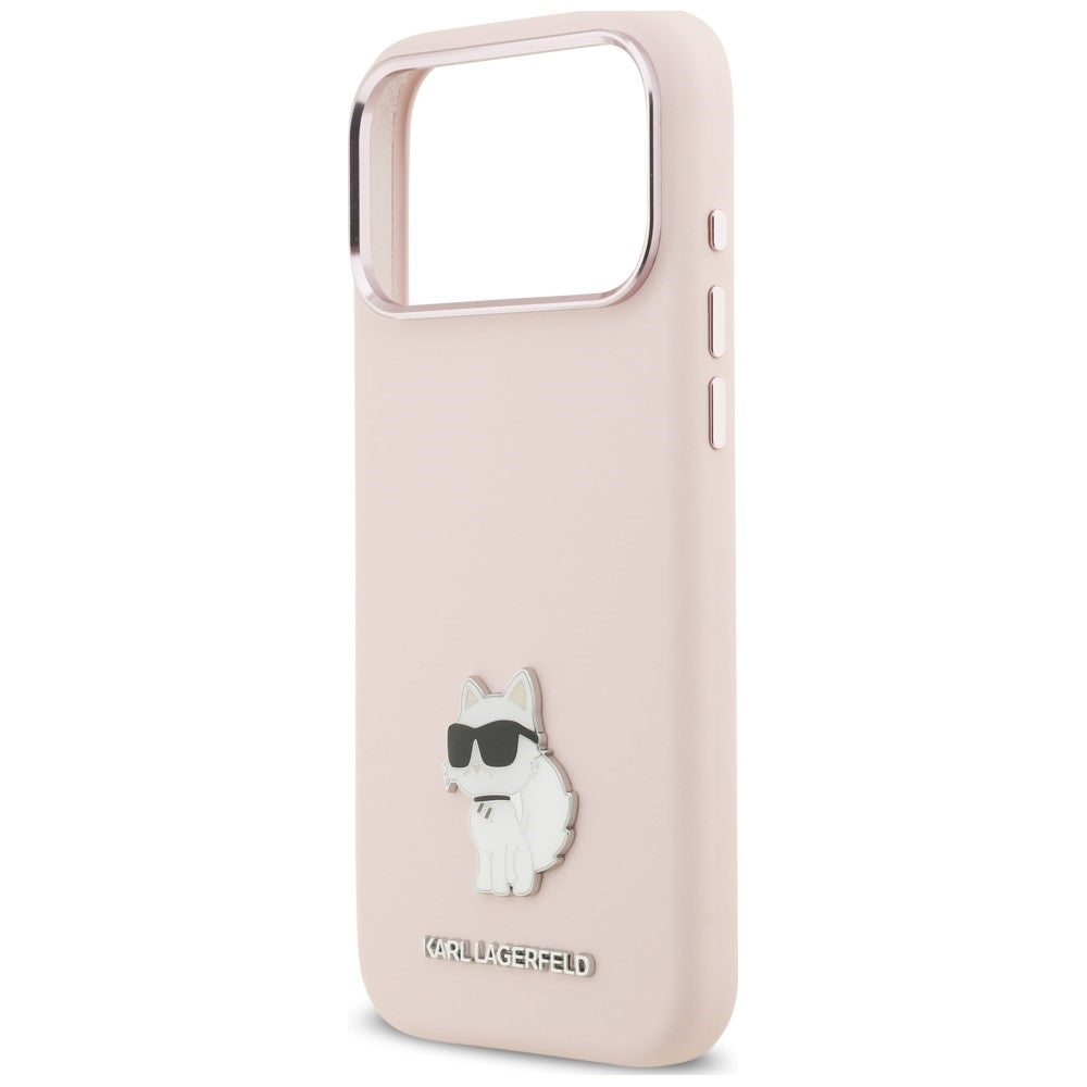 Coque pour Apple iPhone 18 Pro Max / 17 Pro Max, Karl Lagerfeld, Choupette Metal Pin, rose
