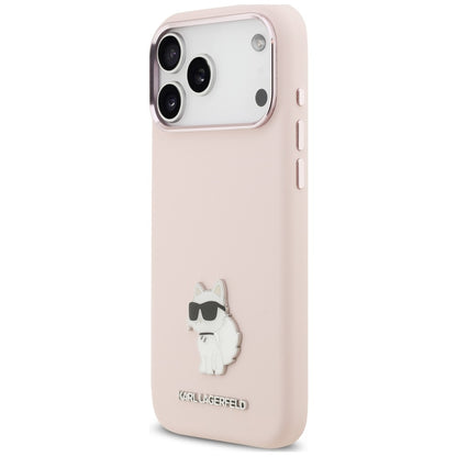 Coque pour Apple iPhone 18 Pro Max / 17 Pro Max, Karl Lagerfeld, Choupette Metal Pin, rose