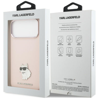 Coque pour Apple iPhone 18 Pro Max / 17 Pro Max, Karl Lagerfeld, Choupette Metal Pin, rose