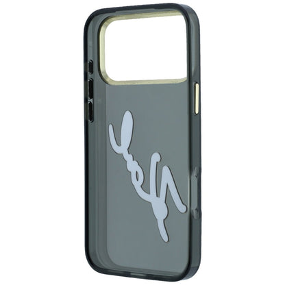 Coque pour Apple iPhone 18 Pro Max / 17 Pro Max, Karl Lagerfeld, IML Grand Logo Signature en Résine avec Cadre Métallique, Noire
