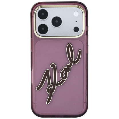 Coque pour Apple iPhone 18 Pro Max / 17 Pro Max, Karl Lagerfeld, IML Grand Logo Signature Résine Cadre Métallique, Bordeaux