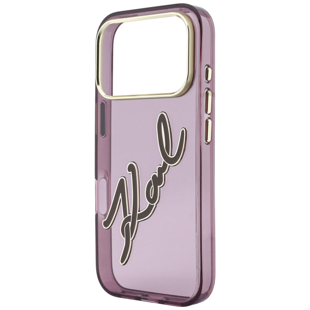 Coque pour Apple iPhone 18 Pro Max / 17 Pro Max, Karl Lagerfeld, IML Grand Logo Signature Résine Cadre Métallique, Bordeaux
