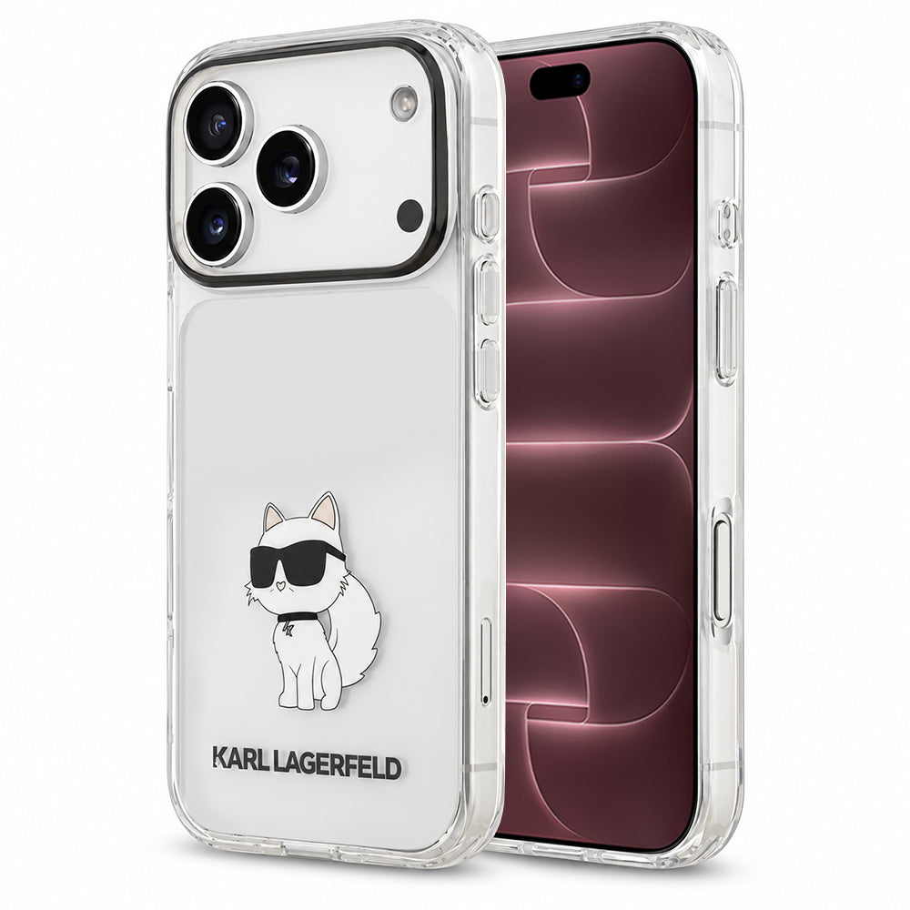 Coque pour Apple iPhone 18 Pro Max / 17 Pro Max, Karl Lagerfeld, IML Choupette NFT, transparente