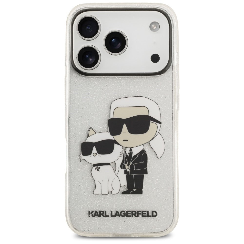 Coque pour Apple iPhone 18 Pro Max / 17 Pro Max, Karl Lagerfeld, IML Glitter Karl and Choupette NFT, transparente