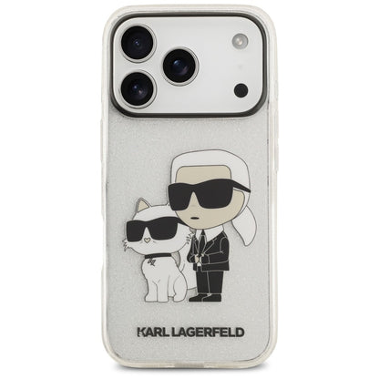 Coque pour Apple iPhone 18 Pro Max / 17 Pro Max, Karl Lagerfeld, IML Glitter Karl and Choupette NFT, transparente