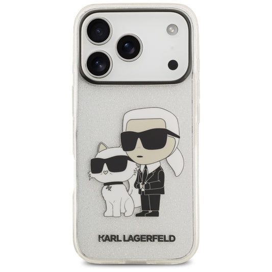 Case for Apple iPhone 18 Pro Max / 17 Pro Max, Karl Lagerfeld, IML Glitter Karl and Choupette NFT, Transparent