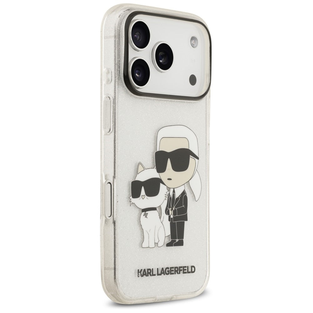 Coque pour Apple iPhone 18 Pro Max / 17 Pro Max, Karl Lagerfeld, IML Glitter Karl and Choupette NFT, transparente