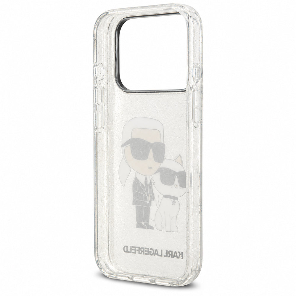 Coque pour Apple iPhone 18 Pro Max / 17 Pro Max, Karl Lagerfeld, IML Glitter Karl and Choupette NFT, transparente