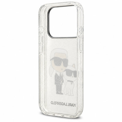 Coque pour Apple iPhone 18 Pro Max / 17 Pro Max, Karl Lagerfeld, IML Glitter Karl and Choupette NFT, transparente
