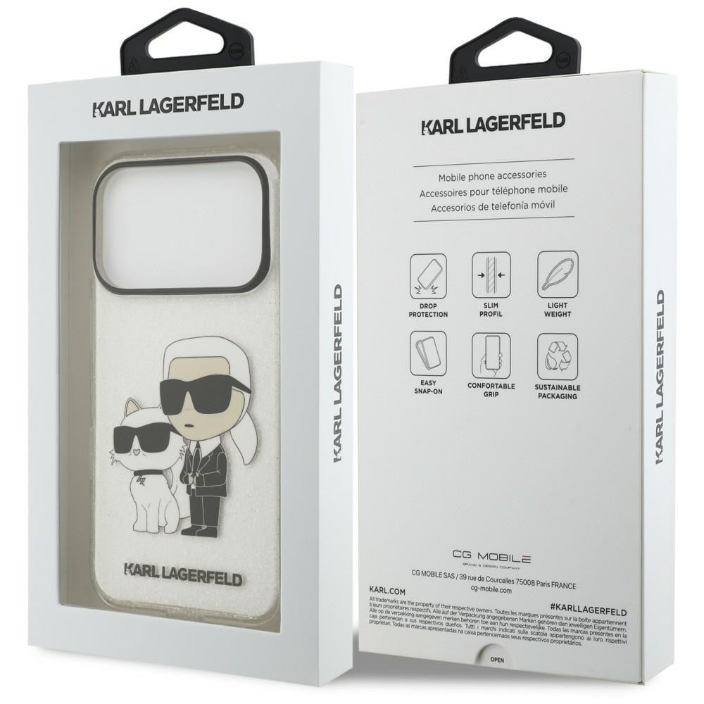 Coque pour Apple iPhone 18 Pro Max / 17 Pro Max, Karl Lagerfeld, IML Glitter Karl and Choupette NFT, transparente