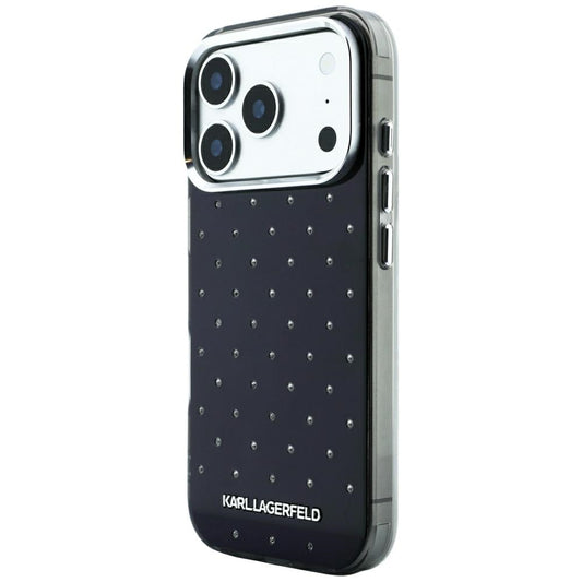 Coque pour Apple iPhone 18 Pro Max / 17 Pro Max, Karl Lagerfeld, Strass IML et Logo Électroplaqué, Noire