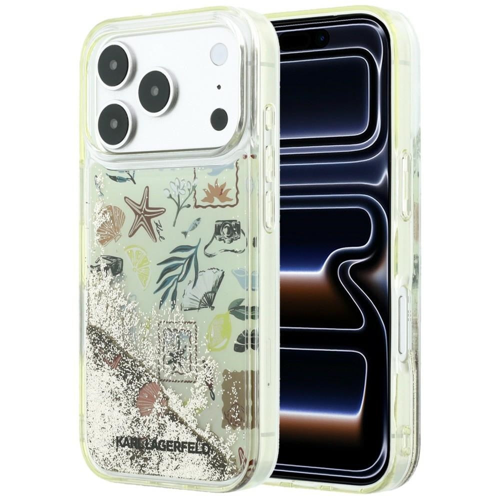 Coque pour Apple iPhone 18 Pro Max / 17 Pro Max, Karl Lagerfeld, Liquid Glitter Beach and Sand, Beige