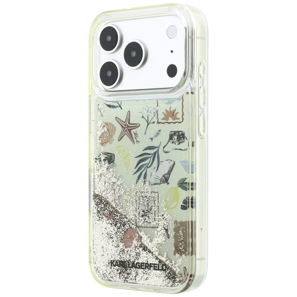 Coque pour Apple iPhone 18 Pro Max / 17 Pro Max, Karl Lagerfeld, Liquid Glitter Beach and Sand, Beige