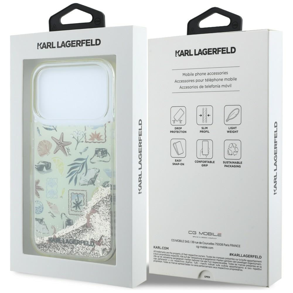 Coque pour Apple iPhone 18 Pro Max / 17 Pro Max, Karl Lagerfeld, Liquid Glitter Beach and Sand, Beige