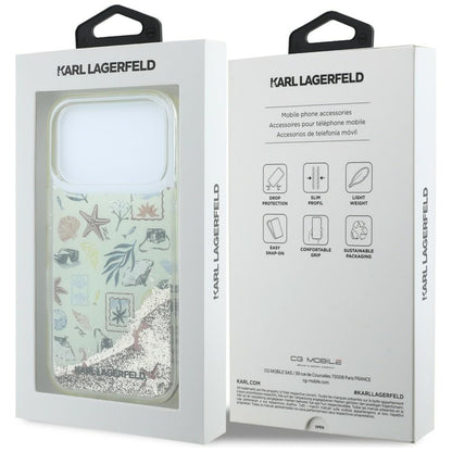 Coque pour Apple iPhone 18 Pro Max / 17 Pro Max, Karl Lagerfeld, Liquid Glitter Beach and Sand, Beige