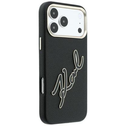 Coque pour Apple iPhone 18 Pro Max / 17 Pro Max, Karl Lagerfeld, Logo Signature en Résine Lisse et Grande, Noire