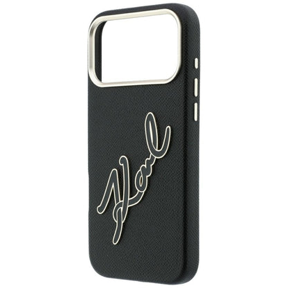 Coque pour Apple iPhone 18 Pro Max / 17 Pro Max, Karl Lagerfeld, Logo Signature en Résine Lisse et Grande, Noire