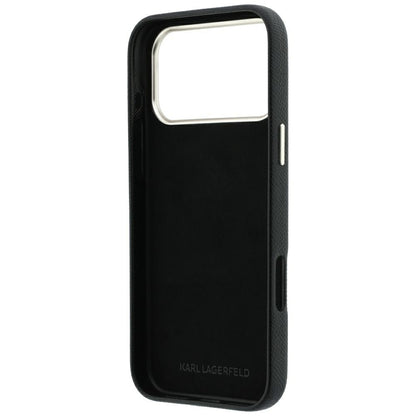 Coque pour Apple iPhone 18 Pro Max / 17 Pro Max, Karl Lagerfeld, Logo Signature en Résine Lisse et Grande, Noire