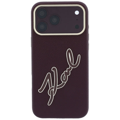 Coque pour Apple iPhone 18 Pro Max / 17 Pro Max, Karl Lagerfeld, Grand logo signature en résine lisse, Bordeaux