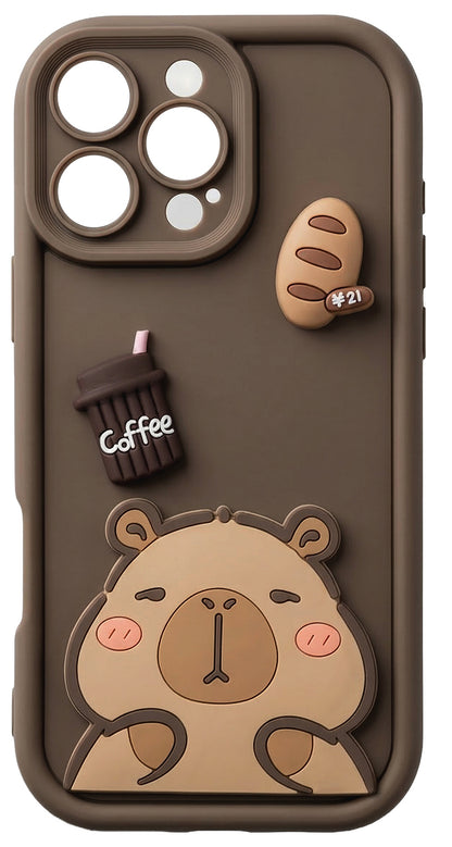 Coque pour Apple iPhone 17 Pro, OEM, Ultra Trendy 3D Capybara, Marron