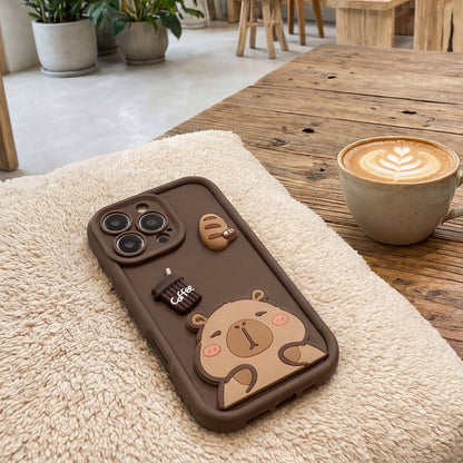 Coque pour Apple iPhone 16, OEM, Ultra Trendy 3D Capybara, Marron