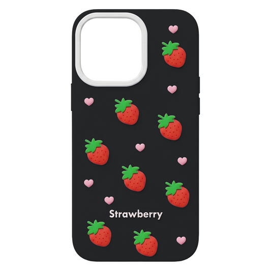 Coque pour Apple iPhone 17 Pro, OEM, Strawberry, Noire