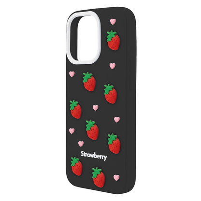 Case for Apple iPhone 16 Pro Max, OEM, Strawberry, Black