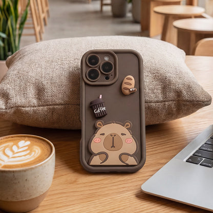 Coque pour Apple iPhone 16 Pro Max, OEM, Ultra Trendy 3D Capybara, Marron