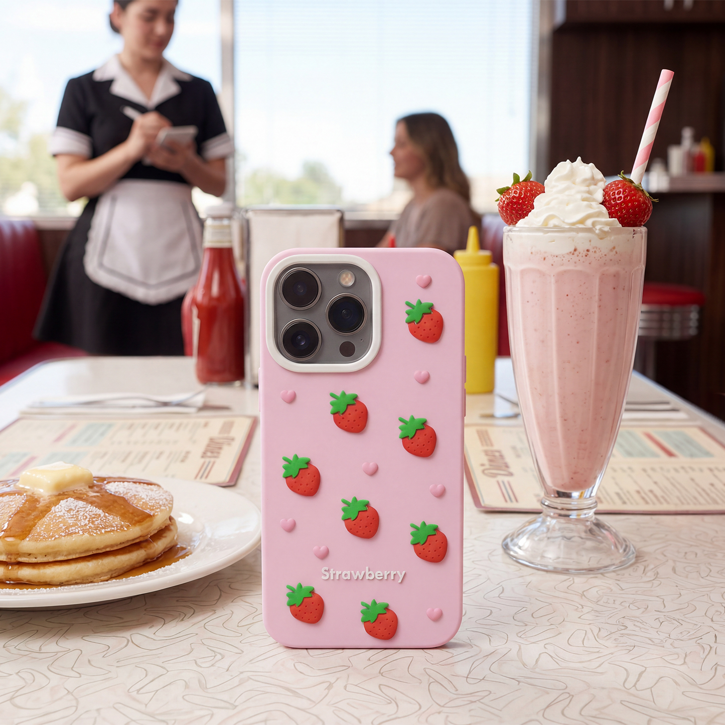 Coque pour Apple iPhone 12 / 12 Pro, OEM, Fraise, Rose