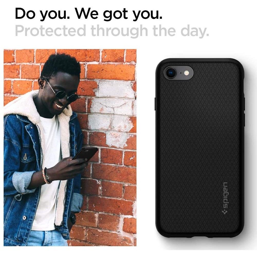 Étui pour Apple iPhone SE (2022) / SE (2020) / 8 / 7, Spigen, Liquid Air, Noir