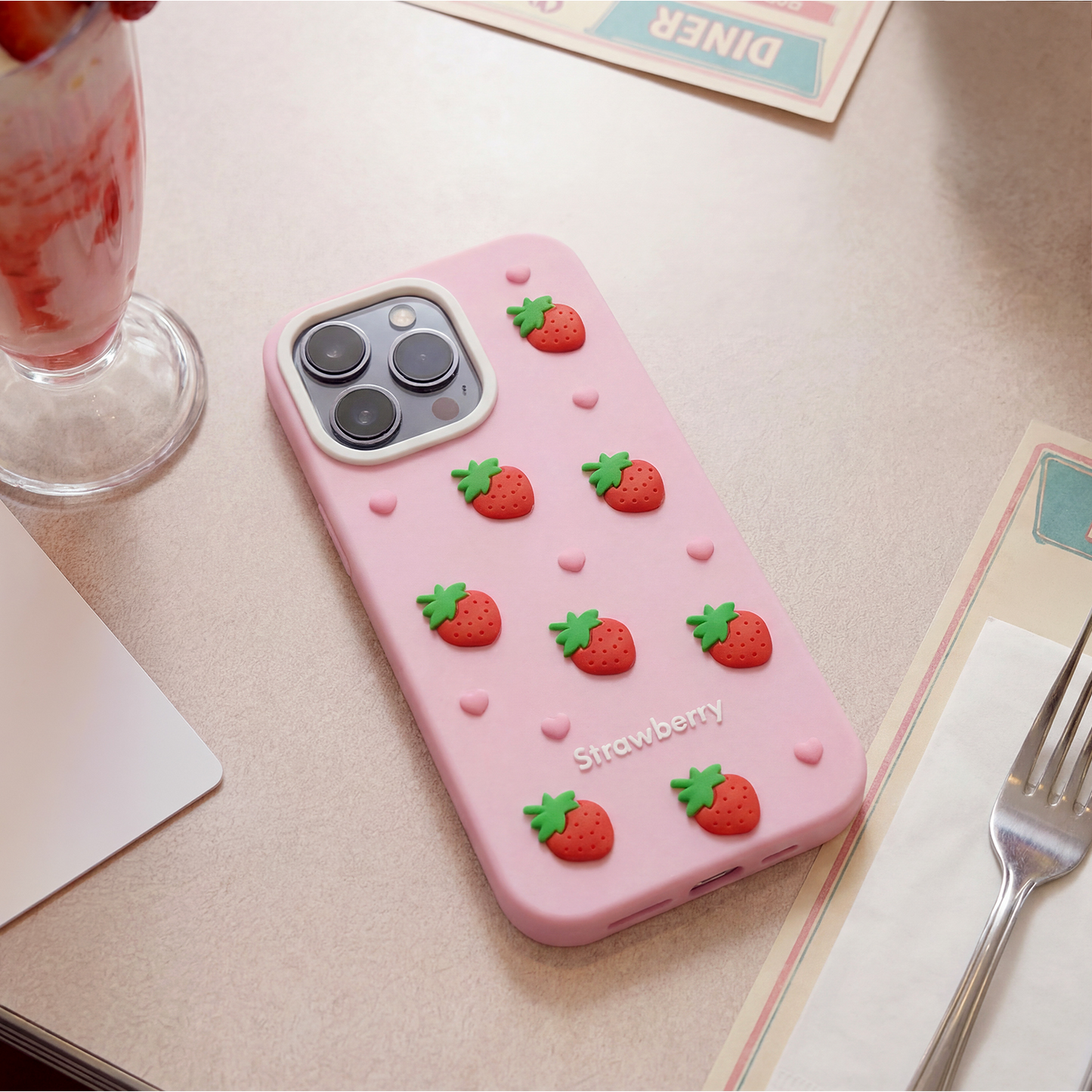 Coque pour Apple iPhone 12 / 12 Pro, OEM, Fraise, Rose