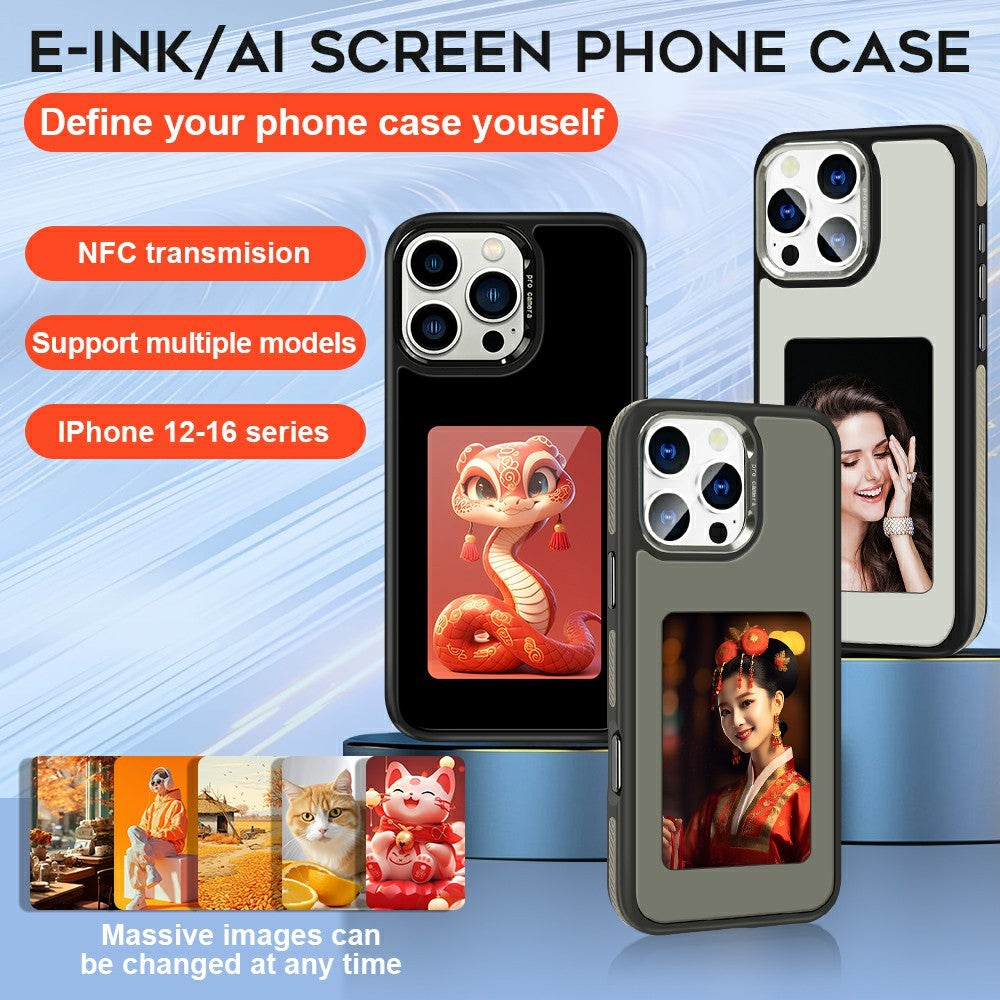 Coque pour Apple iPhone 16 Pro Max, OEM, écran E-Ink personnalisé (4 pouces), noire