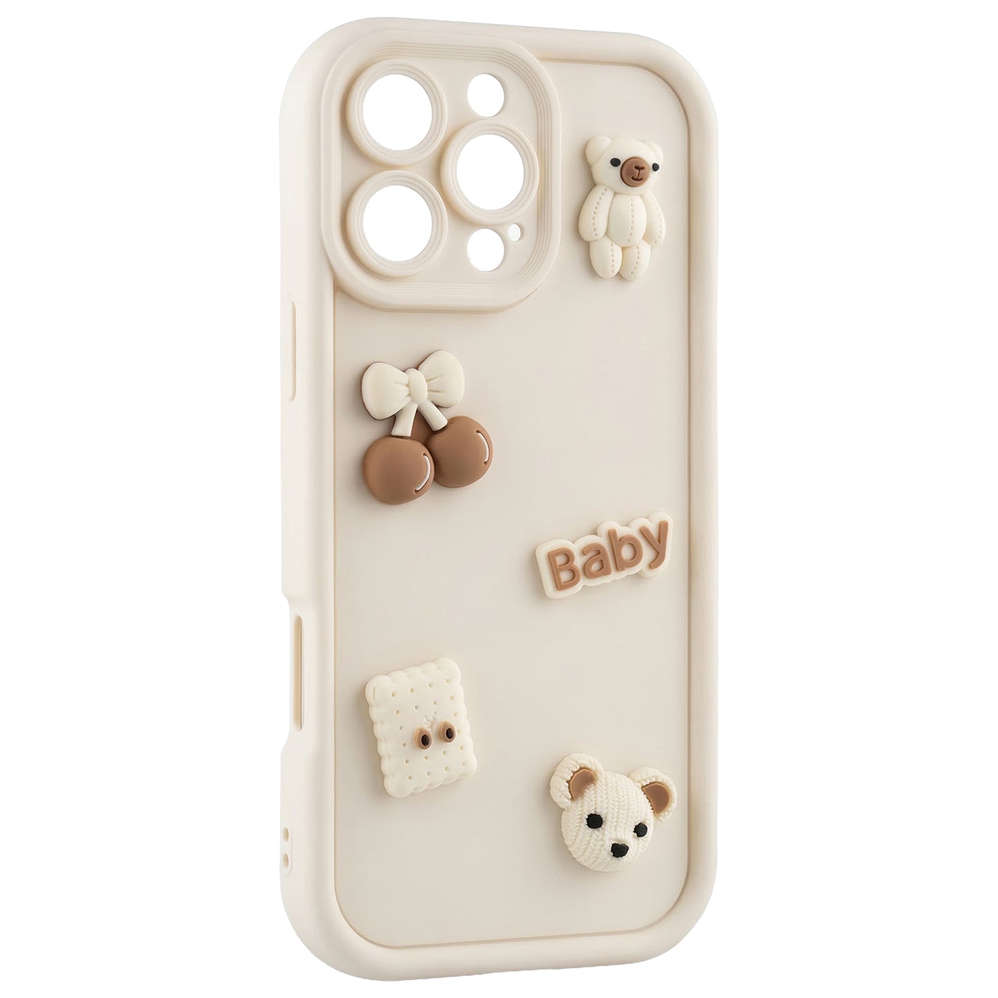 Coque pour Apple iPhone 15 Pro, OEM, Ultra Trendy 3D Bear, Beige